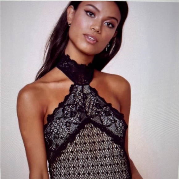 NWT Nightcap by Free People Formal Black Mesh Lace Halter Top Dress, Size 3 (M) - Picture 2 of 10